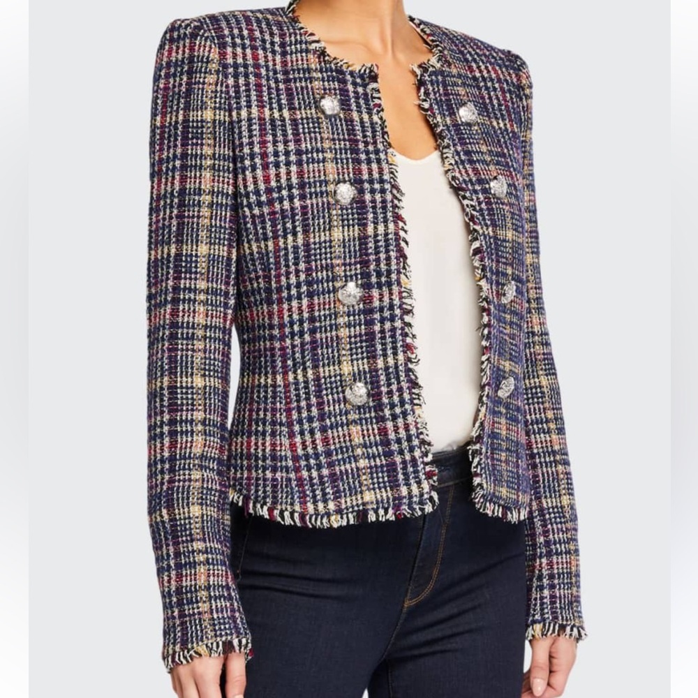 Veronica Beard Metallic Navy Tweed Jerry Jacket NWOT - Picture 3 of 11